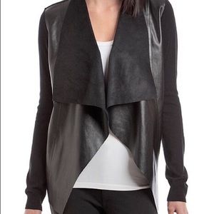 Michael Kors Draped Faux Leather Cardigan Sweater